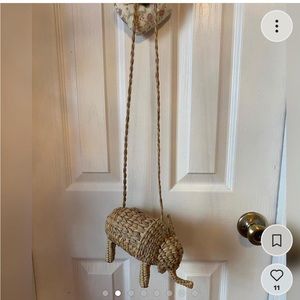 Handmade crossbody wicker elephant statement bag